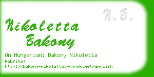 nikoletta bakony business card